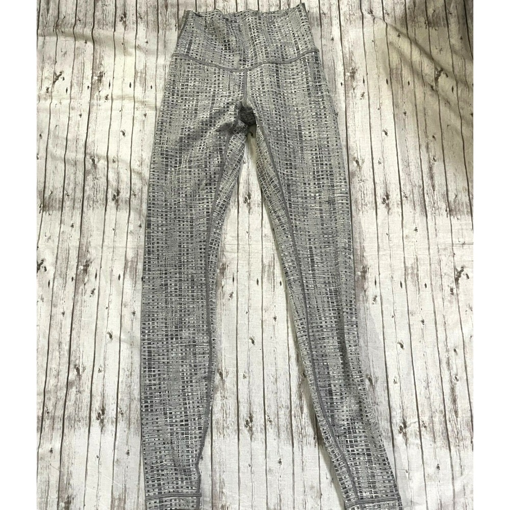 Lululemon Womens Wunder Under MR Tight Action Jacqaurd Black Grey Size US 4